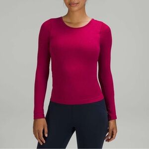 Lululemon Ebb to Street Long Sleeve Shirt Waist-Length Top Red Pink Women's 8